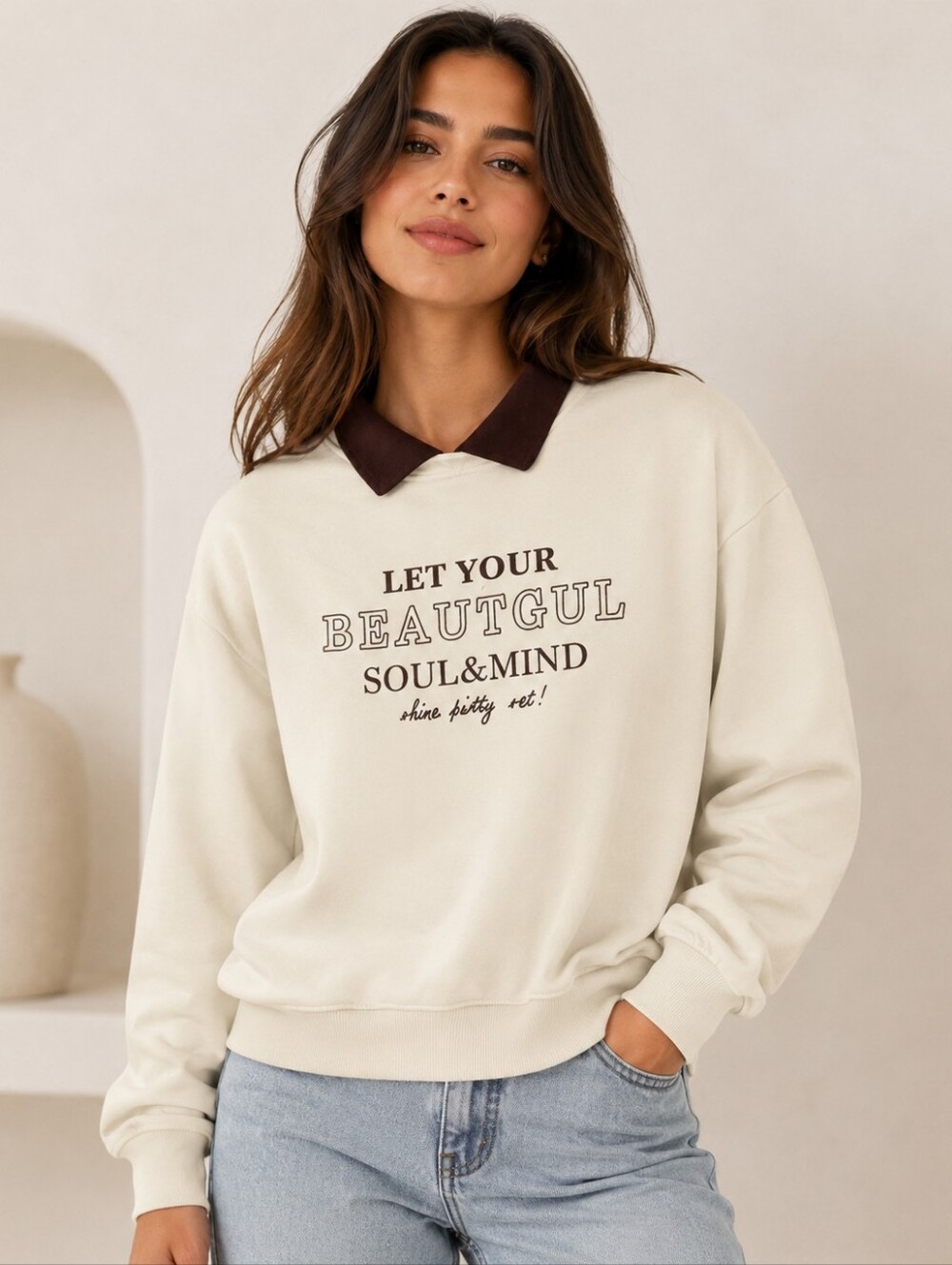 Sweatshirt Old Money Cream Long-Sleeve Sweater